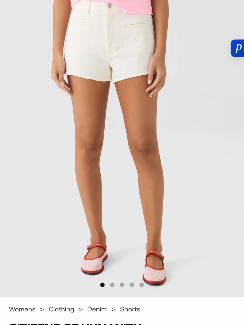 Citizens Of Humanity - Marlow Welt Pocket White High-Rise Denim Shorts